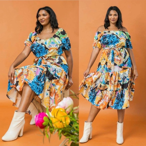 Flying Tomato Plus Size Floral Midi Dress NWT - Picture 3 of 4